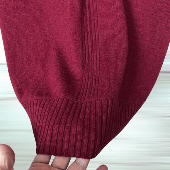 Sutton Studio Burgundy Wool Cashmere Blend Sweater Dress V-neck size L - Picture 9 of 13